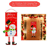 HULIANFU Merry Christmas Hanging Flag Christmas Decorations For Home Door Christmas Ornaments Xmas Gifts Navidad Decor 2023 New Year