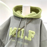 Letter Printing Embroidery Hoodies Female Winter Hooded Sweatshirts  Large Size Fashionable Women's Clothing Preppy Style