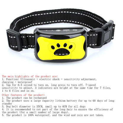 HULIANFU Waterproof Pet Dog Anti Barking Device Electric Dog Training Collar Dog Shock Deterrent Stop Barking Vibration Anti Bark Collar