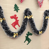 HULIANFU New 2M Christmas Garland Home Party Wall Door Decor Christmas Tree Ornaments Tinsel Strips with Bowknot Party Supplies U3