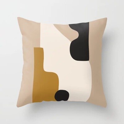 HULIANFU   ZENGA Geometric Abstract Cushion Cover Tropic Modern Art Brown Throw Pillow Cover Double Side Print Decorative Cushion For Sofa