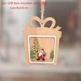 HULIANFU New Year  1PC 2D 3D Christmas Ornament Wooden Hanging Pendants Star Xmas Tree Bell Christmas Decorations For Home Navidad