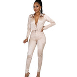 Woman OL satin Suit Solid Color Long Sleeve V Neck lapel Short Jumpsuit+pencil pants Tracksuit S-2XL 15Color