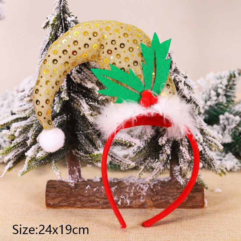 HULIANFU 2023 Christmas Headband Santa Tree Elk Antlers Hair Accessories for Girls Headwear Reindeer Ornaments Elk Ears Christmas Decorations