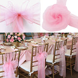 HULIANFU Wedding Decoration Organza Chair Sashes Bow For Party Christmas Halloween hotel Chair Decoration Supplies(Pack of 50pcs  pink)