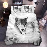 HULIANFU JUSTCHIC 3D Bedding Set Animal Print Queen Quilt Cover Lion Tiger Wolf Dog Cat Duvet Cover Pillowcase Flat Sheet Bed Cover