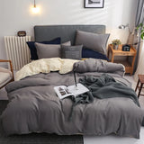HULIANFU Nordic Double Color Bedding Set Single Queen King Duver Cover Set 240x220 Bed Sheet Bed Linen Pillowcase Gray Pink Quilt Covers