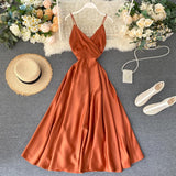 FTLZZ New Summer Women Sexy V Neck High Waist A-line Party Tank Sundress Elegant Bandage Bow Long Dress Vestidos Multicolour