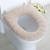 HULIANFU Wonderlife Thick Knitted Velvet Coral Bathroom Toilet Seat Cover Washable Closestool Standard Pumpkin Pattern Soft Cushion