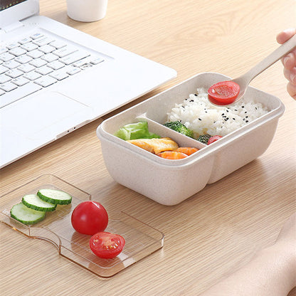 HULIANFU Wheat straw lunch box for kids plastic food storage container snacks box japanese style bento box with tableware soup cup