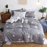HULIANFU Nordic Duvet Cover Set Leaf Striped Star Bedding Set Single Double Queen King Size240x220 Simple Polyester Quilt Cover Bed Sheet