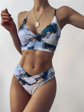 Women Print Bikini Summer New Marble Printed Push Up Bandeau Swimsuits Sexy High Waist Beach Sport Bathing Suit Biquinis