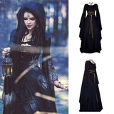 Medieval Renaissance Court Cosplay Viking Gothic Halloween Costume Women Dress Bandage Slim Retro Irregular Vintage Vestido