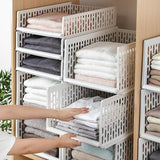 HULIANFU Stackable Wardrobe Drawer Cabinet Organizer Drawer Clothes Closet Storage Box Shelves Plastic Layered Partitions Storage Rack