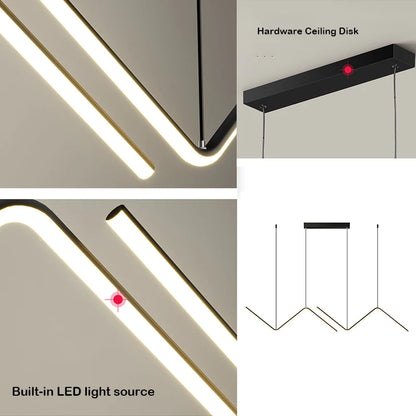 HULIANFU Nordic Pendant Light Art Line Led Haning Lamp Geometric Chandelier Indoor Lights For Restaurant Bar Front Desk Office Decoration