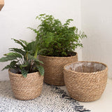 HULIANFU Straw Weaving Flower Plant Basket Grass Planter Basket Indoor Outdoor Flower Pots Cover Plant Containers for Plantable Plants FU