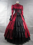 Gothic Vintage Cosplay Costume Women Victoria Bow Rococo Masquerade Floor-Length Layered Gown Robe Corset Lacing Dress For Lady