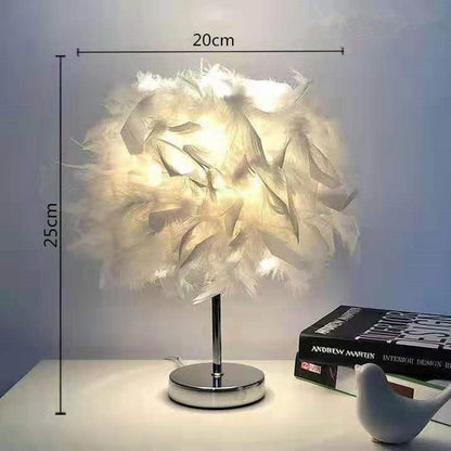 HULIANFU table lamps for bedroom modern luxury living room led feather lamp for bedroom bedside lamp desk lamp aesthetic girl cute nordic