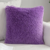 HULIANFU Solid Soft Fluffy Cushion Cover Decorative Sofa Pillow Cover Home Pillowcase White Pink Gray Shaggy Fur Cushion Cover 43x43cm