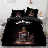 HULIANFU Interesting Cartoon Whisky Bedding Set Jack Daniels Duvet Cover Set Pillowcase Comforter Sets For Aldults Gift US EU AU UK Size