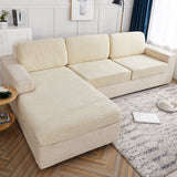 HULIANFU Waterproof 1/2/3/4 Seaters Cushion Sofa Seat Cover Anti-dust Tight Wrap Protector Jacquard Plush Fibre for Living room