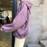 Autumn Women Oversized Hoodies Harajuku Letter Print Drawstring Sweatshirt Winter Fleece Warm BF Unisex Pullover Female Tops