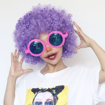 HULIANFU Round Curly Wig Carnival Children Adult Explosion Hair Hat Children  Day Party Accessories Fluffy Funny Clown Fans Hairstyle