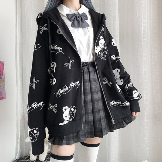 Gothic Coat Sweatshirt Women Fashion Spring Clothes Ins Preppy Kawaii Hoodies Long Sleeve Zip Up Hoodie Japanese Cute Tops