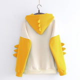 Winter dino hoodie Tops Dinosaur Oversized Cartoon Hoodie Women Fashion Sweatshirt Casual Print Korean Style Thicken Sweatshirt
