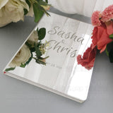 HULIANFU Wedding Guest Book Personalized Guestbook Signature Decor Engrave Carve Mirror Blank Favor Gifts Party White Cover Gift  G026