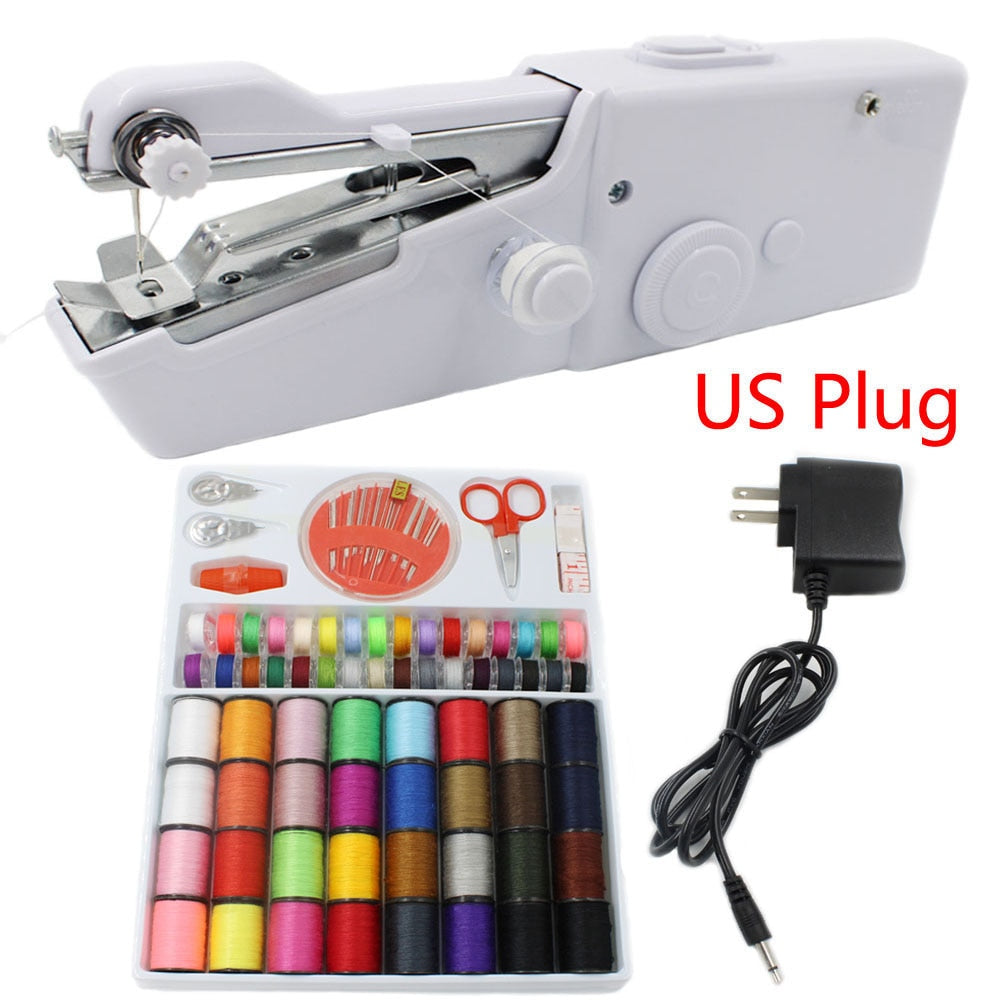 HULIANFU Portable Handheld Sewing Machines Stitch Sew Needlework Cordless Clothes Fabrics Mini Sewing Machine With Sewing Kits