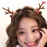 HULIANFU 2023 Christmas Headband Reindeer Antlers Horn Flower Hair Band Clasp Headwear for Kids Adult New Year Navidad Party Halloween Cosplay