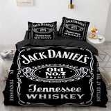 HULIANFU Interesting Cartoon Whisky Bedding Set Jack Daniels Duvet Cover Set Pillowcase Comforter Sets For Aldults Gift US EU AU UK Size