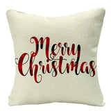 HULIANFU Linen Red Scottish Plaid Christmas Cushions Case Reindeer Trees Snowflakes Print Christmas Decorative Pillows for Sofa Couch Bed