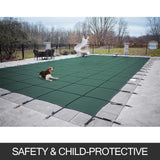 HULIANFU VEVOR Pool Safety Cover Rectangle Inground Pool Cover Green Mesh Solid Pool Safety Cover for Winter Safety Swimming Pool Cover