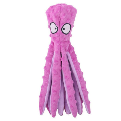 HULIANFU Pet Dog Plush Toy Squeaker Chew Animal Toy Octopus Skin Shell Bite Resistant Plush Toy Funny Durability Molar Toy Pets Supplies