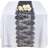 HULIANFU Luxury lace black white Embroidery bed Table Runner flag cloth cover kitchen Christmas Party tablecloth Wedding decor 36*300cm