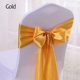 HULIANFU Wedding Satin Chair Sashes Party Chairs Bands Gold Pink Chair Knot Cover Decoration Chairs Bow For Chair Decoration Banquet