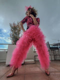Chic Women Tulle Pants Custom Made Tiered Ruffled Tulle Pants Beach Party High Street Photo Shoot Girls Tulle Long Length