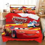 HULIANFU Red Lightning Mcqueen Duvet Cover Set Queen Car Comforter Cover Cool Car Style Quilt Cover Kids Room Teen Bed Decor Bedding set