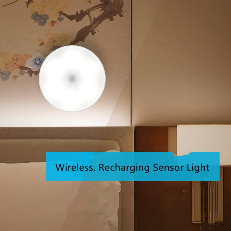 HULIANFU Smart Lamp With Motion Sensor Lights Wireless LED Rechargeable Light Bathroom Cabinets Wardrobe Bedroom Staircase Lighting Lamps