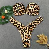 Animal Print Leopard Bikini Push Up Swimsuit Sexy Women Bikini Set Brazilian Thong Bathing Suit Bandeau Beach Wear Swimwear