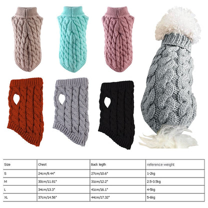 HULIANFU Warm Dog Cat Sweater Clothing Winter Turtleneck Knitted Pet Cat Puppy Clothes Costume For Small Dogs Cats Chihuahua Outfit Vest