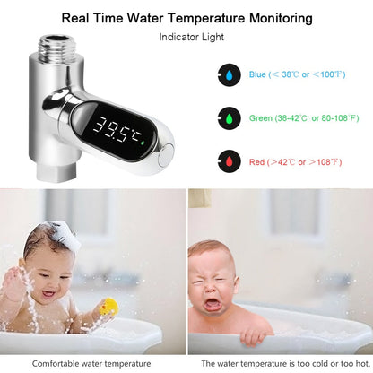 HULIANFU Water Shower Thermometer LED Display Flow Self-Generating Meter Monitor Baby Celsius Faucet Precise Bath Kitchen Ship From EU