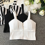 Plus Size 3XL Crop Top  Women Camis Halter Top Woman Camisole Summer Sleeveless Sexy Low Chest Button Back Elastic