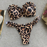 Animal Print Leopard Bikini Push Up Swimsuit Sexy Women Bikini Set Brazilian Thong Bathing Suit Bandeau Beach Wear Swimwear