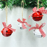 HULIANFU 2023 6pcs Christmas Metal  Jingle Bell with Bowknot Hemp Rope Pendant for Christmas Tree Ornament Decoration Fashion Accessories