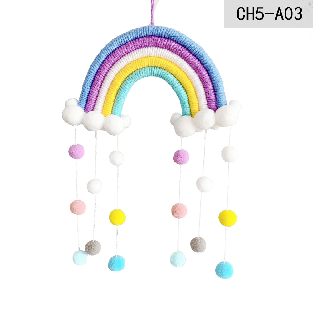 HULIANFU Nordic Cloud Rainbow Raindrop Wall Hangings Decoration For Kid Girls Bedroom Hanging Pendant Baby Bed Tent Hanging Toy Pendant