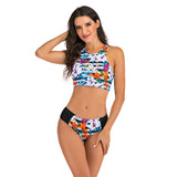 Plus Size Bikini Women Print Swimwear Sport Style Swimsuit Shorts Biquini High Waist Tankini Crop Top Bathing Suit Mujer Beach