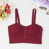Plus Size 3XL Crop Top  Women Camis Halter Top Woman Camisole Summer Sleeveless Sexy Low Chest Button Back Elastic